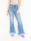 Patchwork Vintage 70's Jeans Denim Star Patchwork Flared Jeans High Waisted