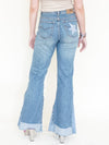 Patchwork Vintage 70's Jeans Denim Star Patchwork Flared Jeans High Waisted