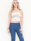 Floral Patchwork Jeans Embroidered Bell Bottoms Vintage Upcycled