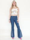 Floral Patchwork Jeans Embroidered Bell Bottoms Vintage Upcycled