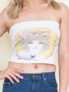 Vintage 70's Strapless Tube Top 1970's Graphic Tube Top
