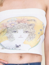 Vintage 70's Strapless Tube Top 1970's Graphic Tube Top