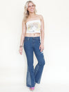 Floral Patchwork Jeans Embroidered Bell Bottoms Vintage Upcycled