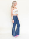 Floral Patchwork Jeans Embroidered Bell Bottoms Vintage Upcycled