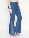 Floral Patchwork Jeans Embroidered Bell Bottoms Vintage Upcycled