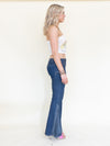 Floral Patchwork Jeans Embroidered Bell Bottoms Vintage Upcycled