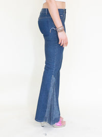 Floral Patchwork Jeans Embroidered Bell Bottoms Vintage Upcycled