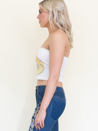 Vintage 70's Strapless Tube Top 1970's Graphic Tube Top