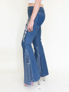 Floral Patchwork Jeans Embroidered Bell Bottoms Vintage Upcycled
