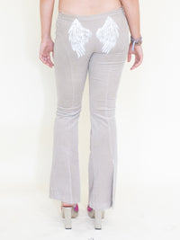 Angel Pants Low Waist Hand Painted Corduroy Vintage Upcycle