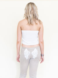 Angel Pants Low Waist Hand Painted Corduroy Vintage Upcycle
