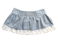 Reworked Vintage Ruffle Lace Mini Skirt Low Waisted Butterfly Lace Skirt