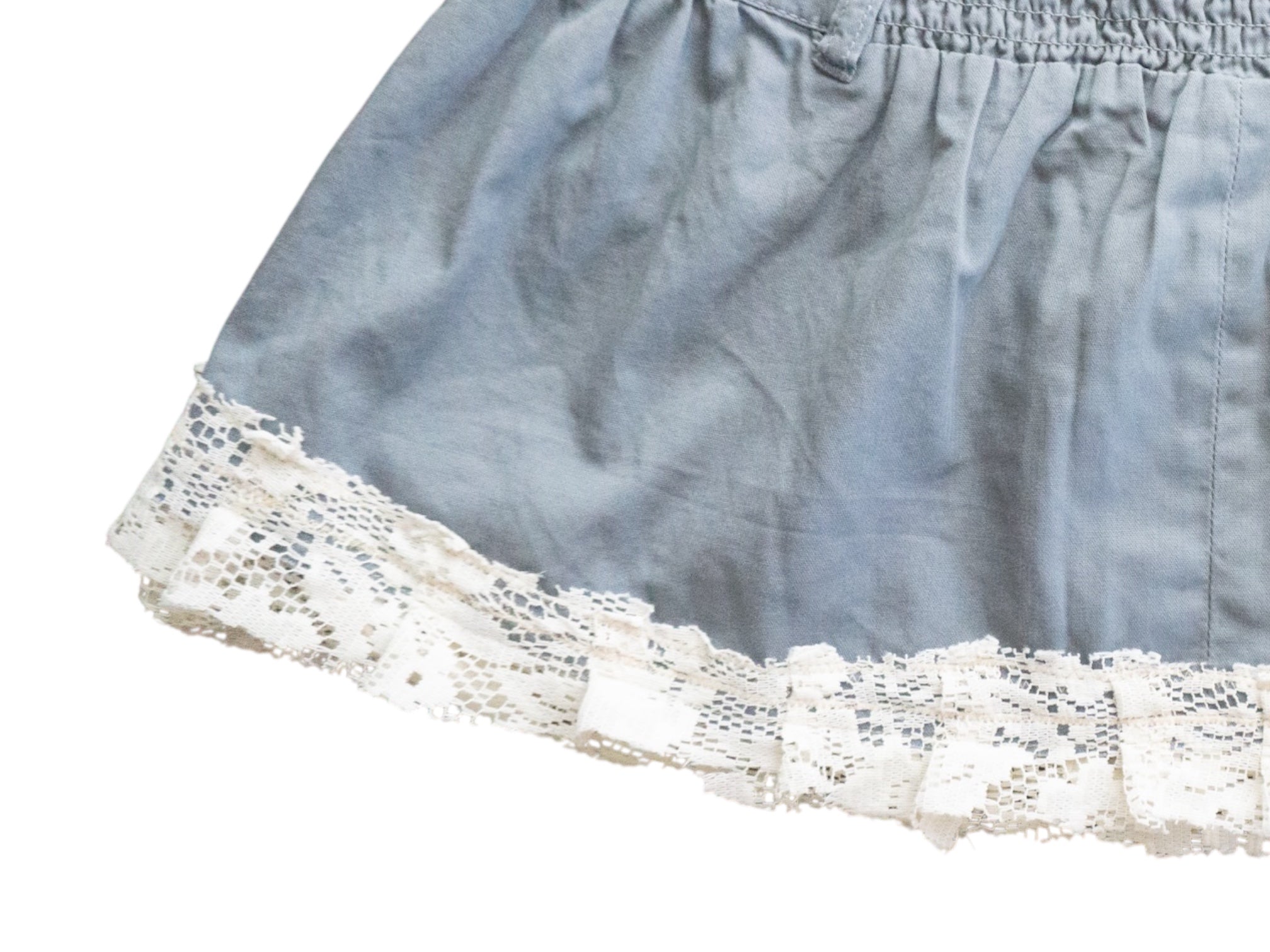 Reworked Vintage Ruffle Lace Mini Skirt Low Waisted Butterfly Lace Skirt