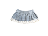 Reworked Vintage Ruffle Lace Mini Skirt Low Waisted Butterfly Lace Skirt