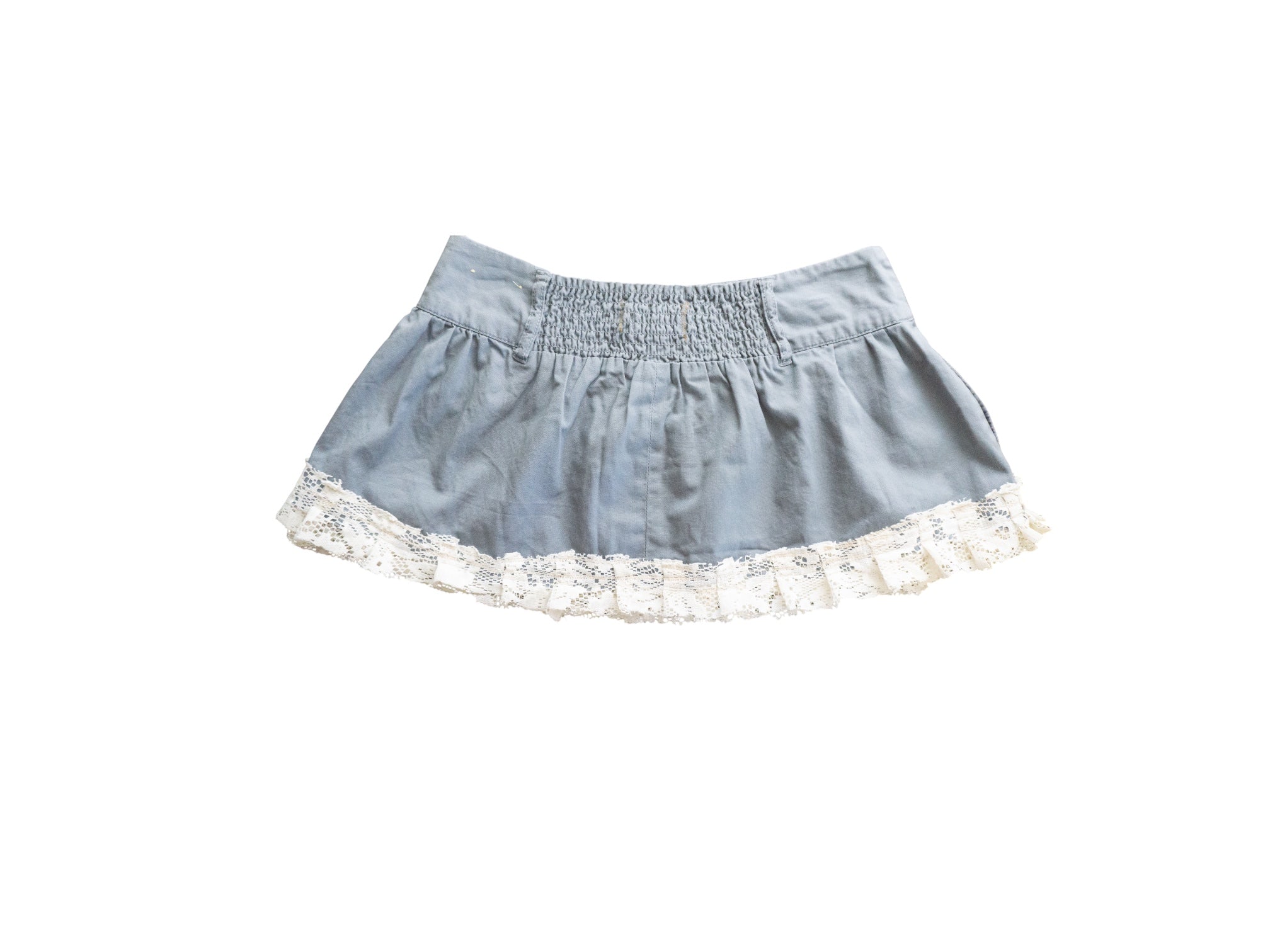 Reworked Vintage Ruffle Lace Mini Skirt Low Waisted Butterfly Lace Skirt