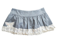 Reworked Vintage Ruffle Lace Mini Skirt Low Waisted Butterfly Lace Skirt