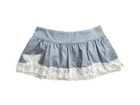 Reworked Vintage Ruffle Lace Mini Skirt Low Waisted Butterfly Lace Skirt
