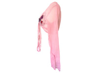 Vintage Pink Silk Sequin Blouse Chiffon Embroidered Crop Blouse Vintage Y2k Tie Waist Reworked Hand Dyed