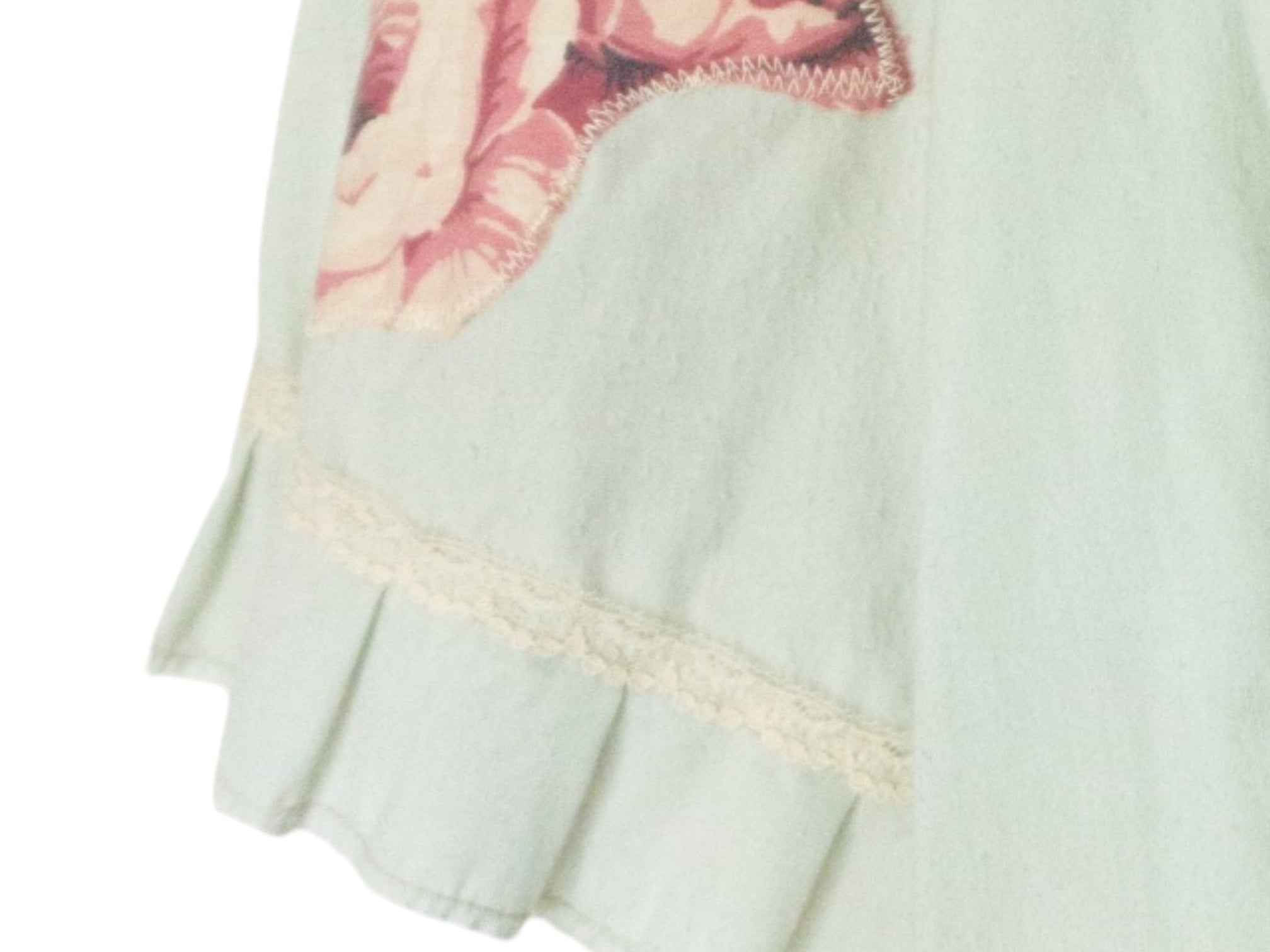 Reworked 70's Patchwork Floral Blouse Vintage 70's Reworked Blouse Ruffle Lace Crop Top