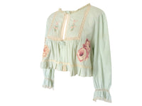 Reworked 70's Patchwork Floral Blouse Vintage 70's Reworked Blouse Ruffle Lace Crop Top