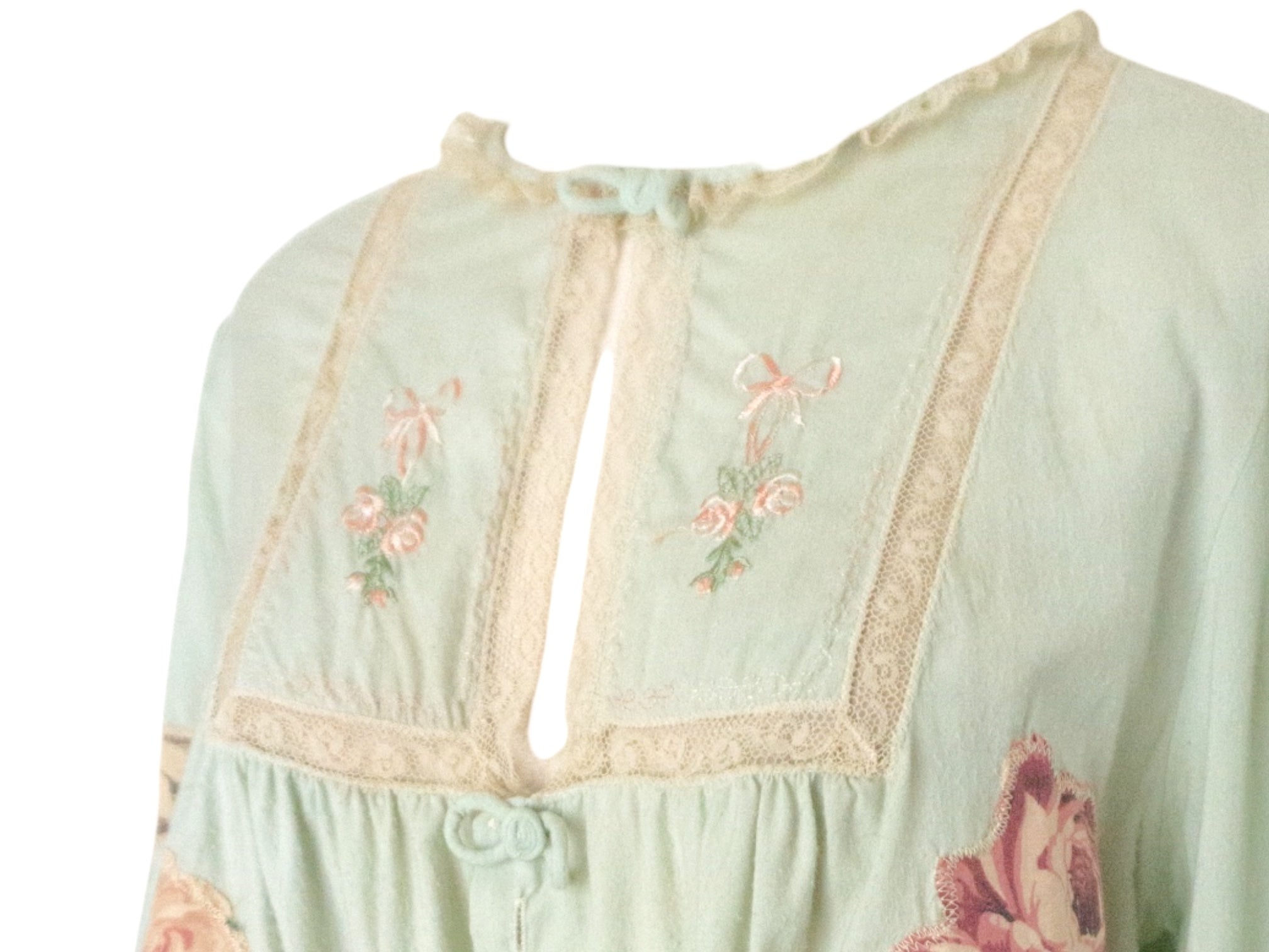 Reworked 70's Patchwork Floral Blouse Vintage 70's Reworked Blouse Ruffle Lace Crop Top