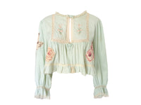 Reworked 70's Patchwork Floral Blouse Vintage 70's Reworked Blouse Ruffle Lace Crop Top