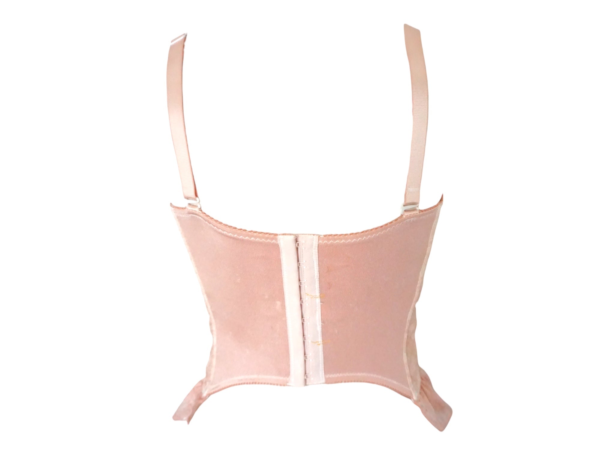 Ruffle Lace Bustier Top Embroidered Floral Pink Reworked Vintage
